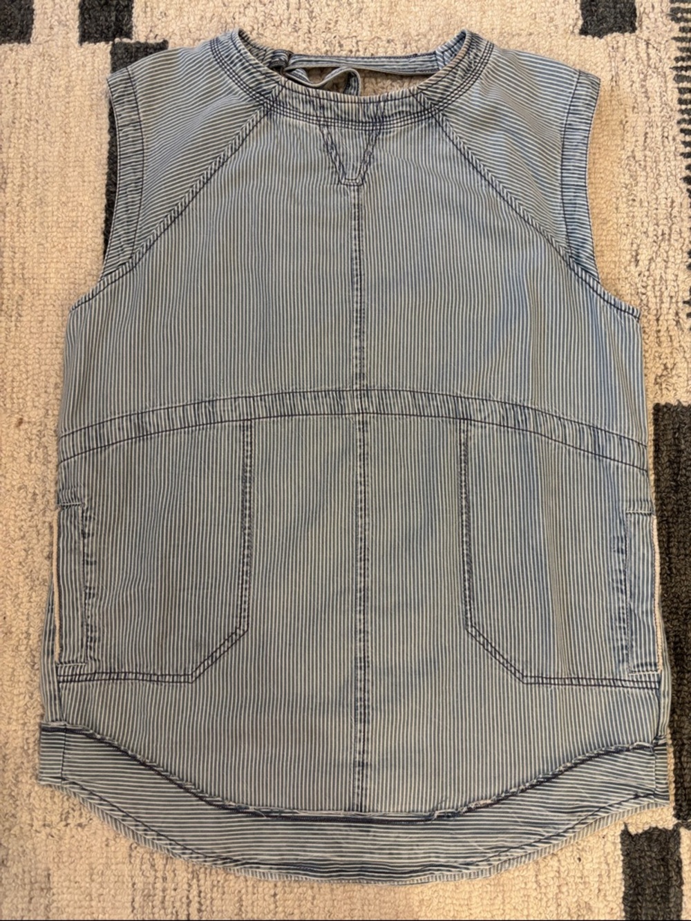 We The Free Blue and White Striped Sleeveless Blouse